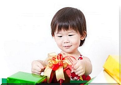 Children opening gift