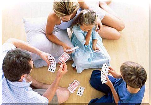 Family enjoying a game night together.