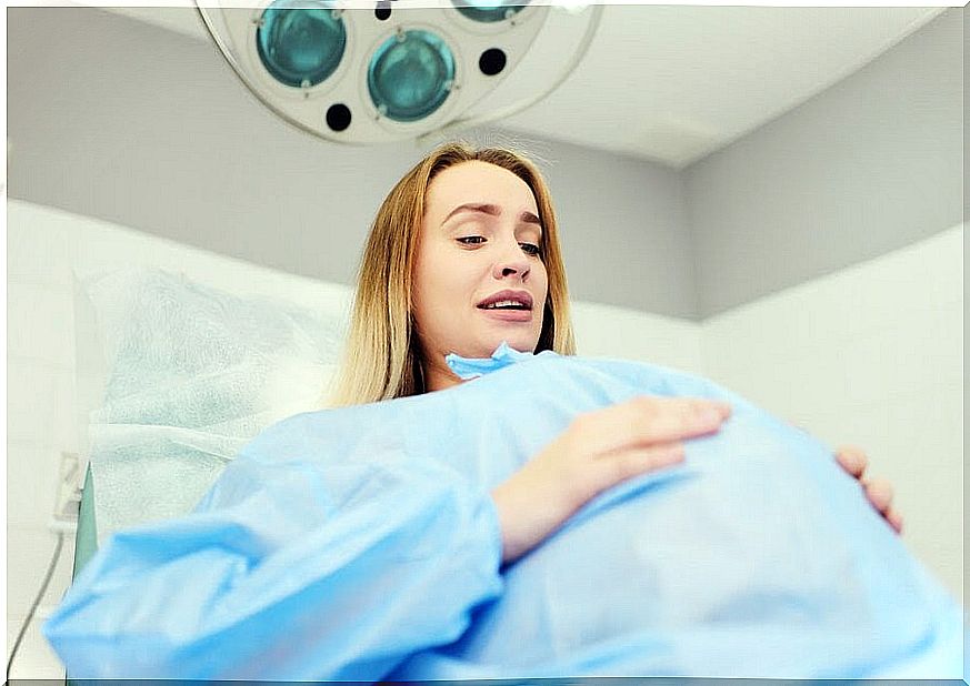 Pregnant woman in hospital setting