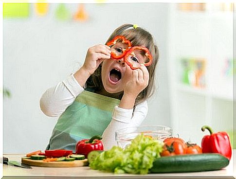 Girl with peppers