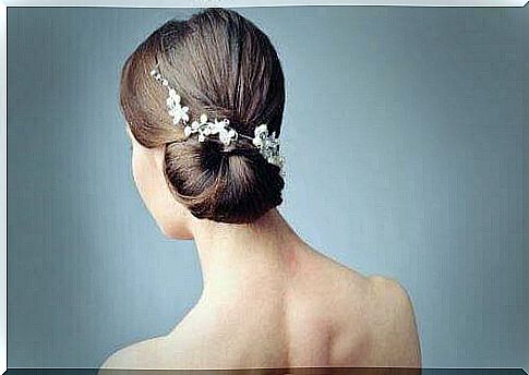 Bride with updo hair.