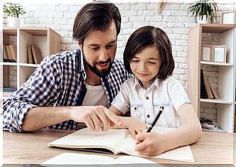 space for homework: dad helps daughter with homework