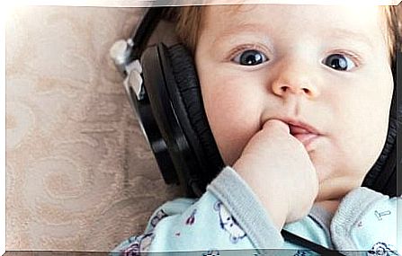 Baby with headphones