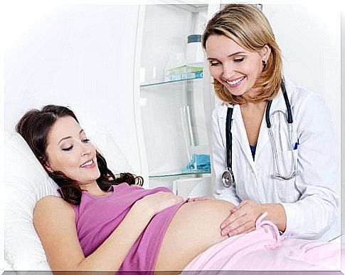 Pregnant woman on watch whore midwife.