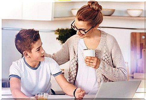 Boy studying at home