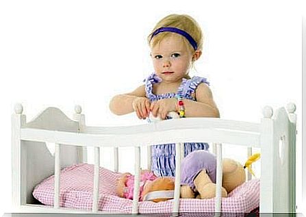 Girl in crib