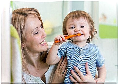 Children brush their teeth