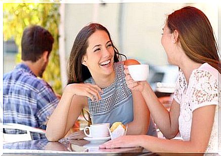 Two women having coffee