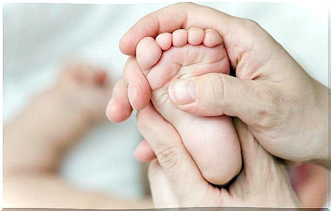 Babinski reflex: feet on baby