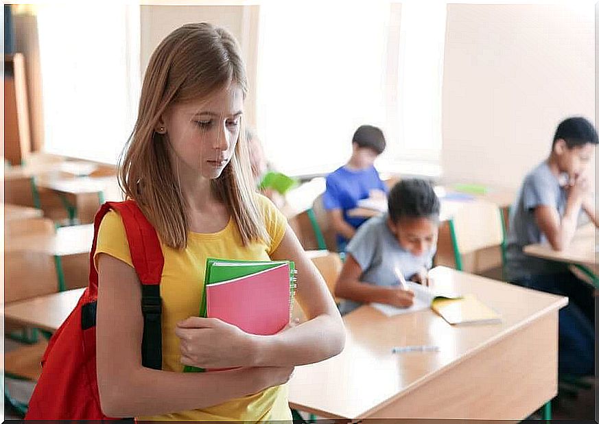 depressed girl at school