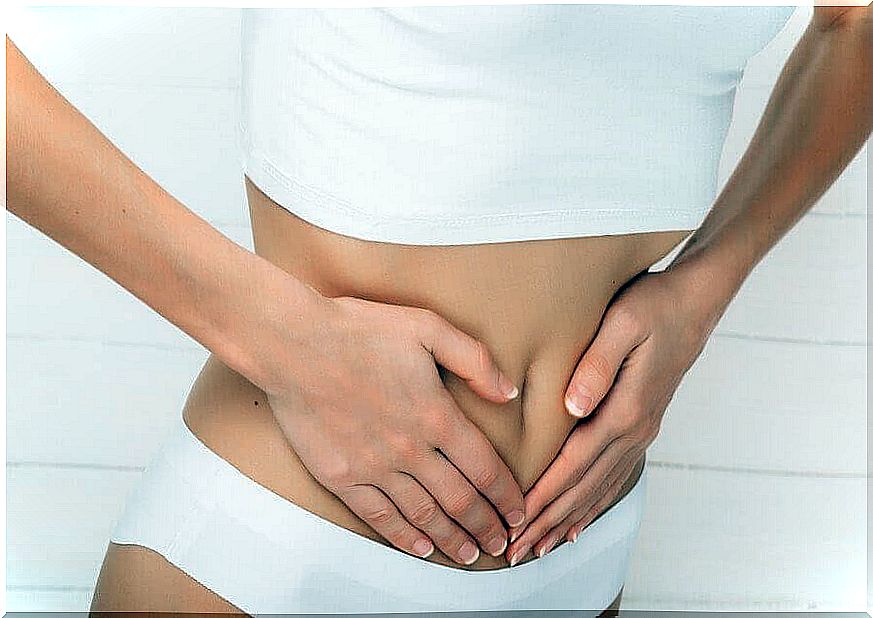 close to crying when you are menstruating: woman with stomach pain