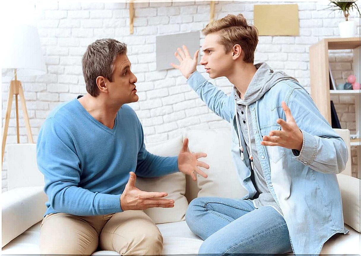 A father and his teenage son are arguing.